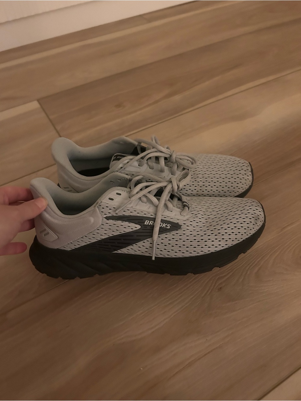 Brooks Light Gray and Black Running Shoes